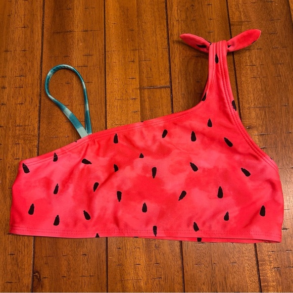 Cat & Jack Girl’s Watermelon 2-Piece Swimsuit, Sz L (10/12), Pink, Green Bikini - Picture 2 of 9